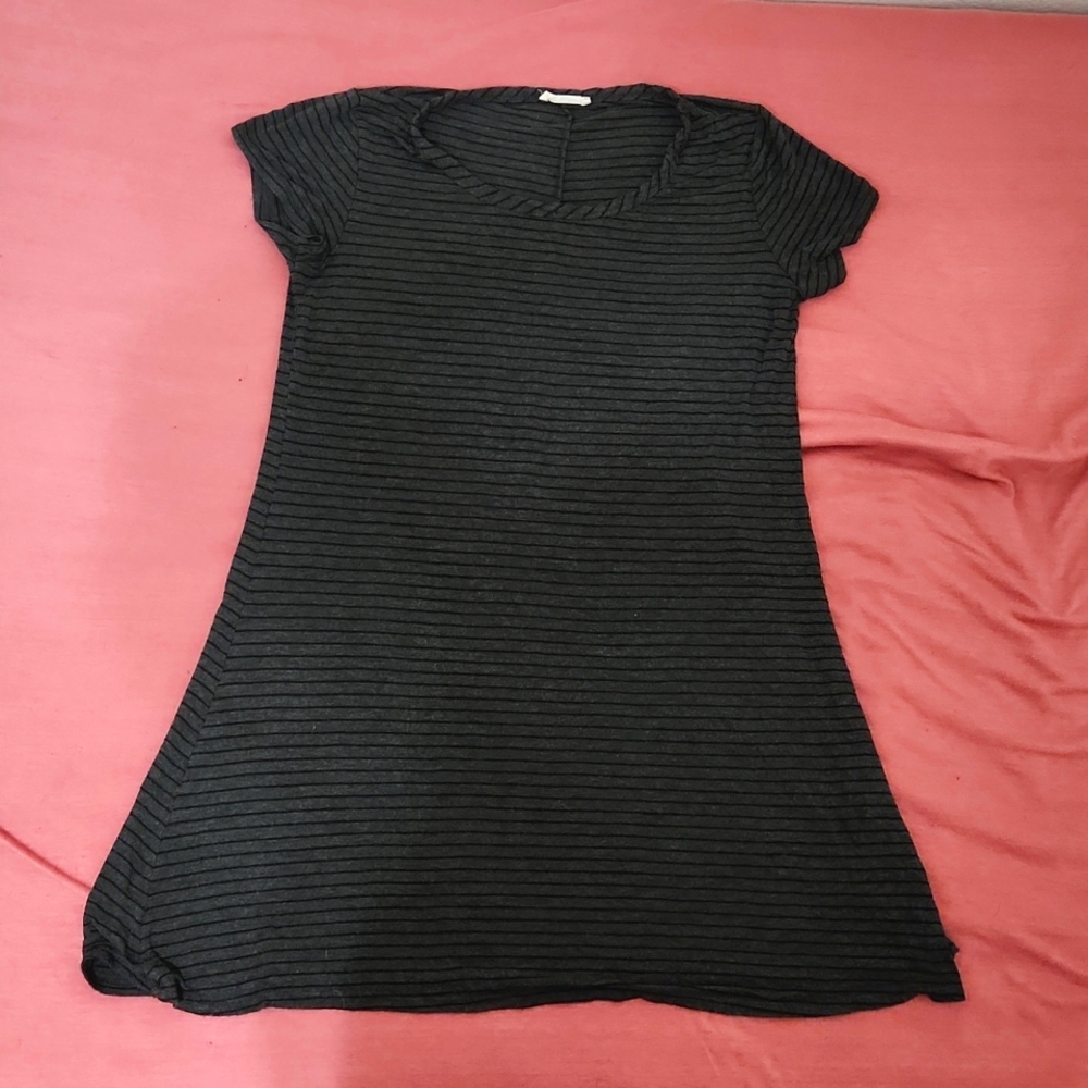 Olivia Rae Black and Gray Striped Dress